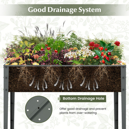 Galvanized Raised Garden Bed Elevated Planter Box with Legs and Drainage Hole-Gray