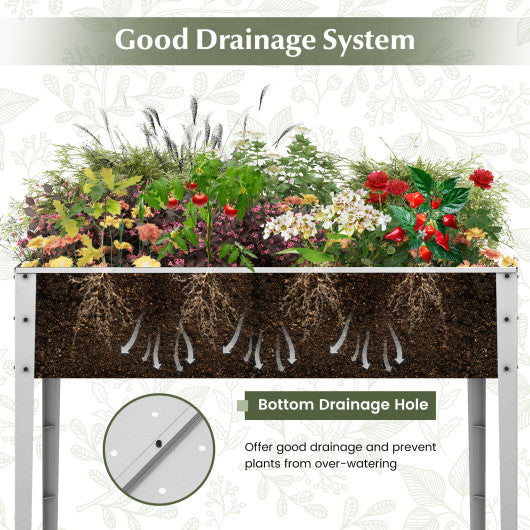 Galvanized Raised Garden Bed Elevated Planter Box with Legs and Drainage Hole-Silver