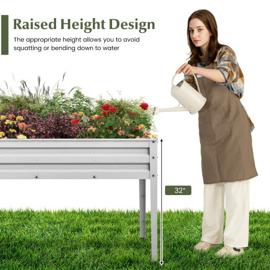 Galvanized Raised Garden Bed Elevated Planter Box with Legs and Drainage Hole-Silver