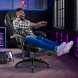 Gaming Chair Racing Style Swivel Chair with Footrest and Adjustable Lumbar Pillow-Gray