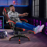 Gaming Chair Racing Style Swivel Chair with Footrest and Adjustable Lumbar Pillow-Red