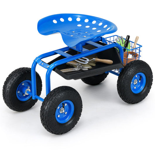 Garden Cart with Heavy Duty Tool Tray-Blue