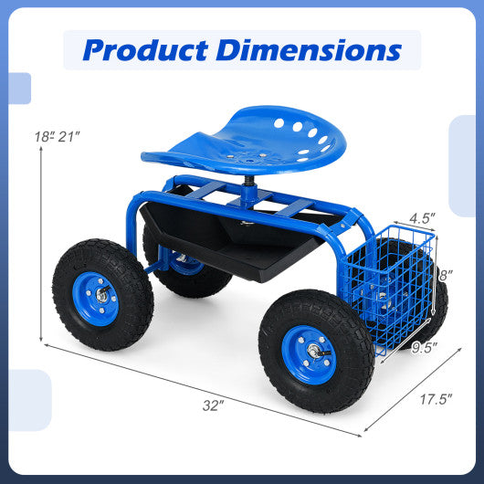 Garden Cart with Heavy Duty Tool Tray-Blue