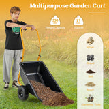 Dual-Wheel Wheelbarrow Garden Utility Cart with Pneumatic Tires-Black