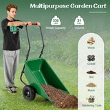 Dual-Wheel Wheelbarrow Garden Utility Cart with Pneumatic Tires-Green