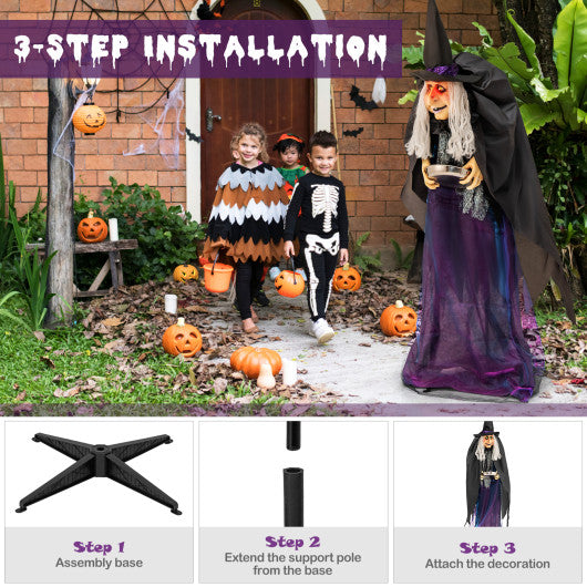 Giant Halloween Witch Decoration with LED Lights Widened Base Sound