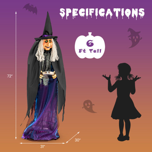 Giant Halloween Witch Decoration with LED Lights Widened Base Sound