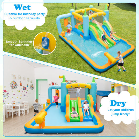 Inflatable Water Slide for Kids Aged 3-10 Years with 735W Blower