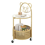 Modern Sofa Side Table on Lockable Wheels for Living Room Bedroom Study-Gold