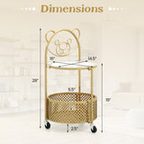 Modern Sofa Side Table on Lockable Wheels for Living Room Bedroom Study-Gold