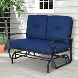 2 Seats Outdoor Swing Glider Chair with Cushions-Navy