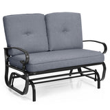 2 Seats Outdoor Swing Glider Chair with Comfortable Cushions-Gray