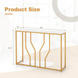 44 Inch Modern White Entryway Table with Faux Marble Tabletop-White