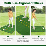 Artificial Turf Mat for Indoor and Outdoor Golf Practice Includes 2 Rubber Tees and 2 Alignment Sticks-32mm