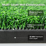 Artificial Turf Mat for Indoor and Outdoor Golf Practice Includes 2 Rubber Tees and 2 Alignment Sticks-32mm
