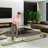 Golf Putting Mat Practice Training Aid with Auto Ball Return and 2 Hole Sizes
