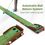 Golf Putting Mat Practice Training Aid with Auto Ball Return and 2 Hole Sizes