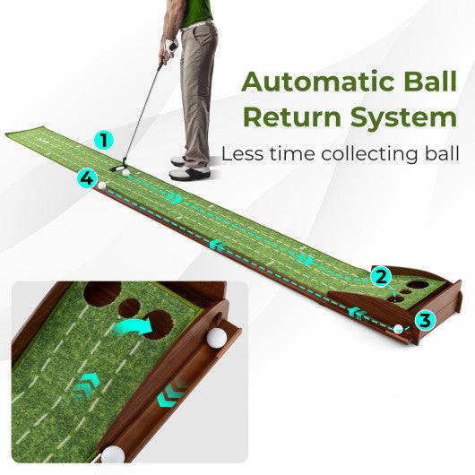 Golf Putting Mat Practice Training Aid with Auto Ball Return and 3 Hole Sizes