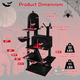 Gothic Cat Tree with 2 Cat Condos and Spooky Dangling Ball for Indoor Cats-Black