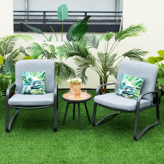 3 Pieces Patio Bistro Conversation Set with Waterproof DPC Tabletop