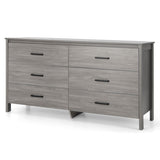 6-Drawer Wide Dresser Chest with Center Support and Anti-tip Kit-Gray
