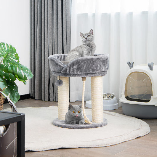 Cat Climbing Tree with Plush Perchs and Scratching Post-Gray