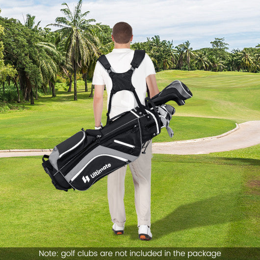 Lightweight Golf Stand Bag with 14 Way Top Dividers and 6 Pockets-Gray