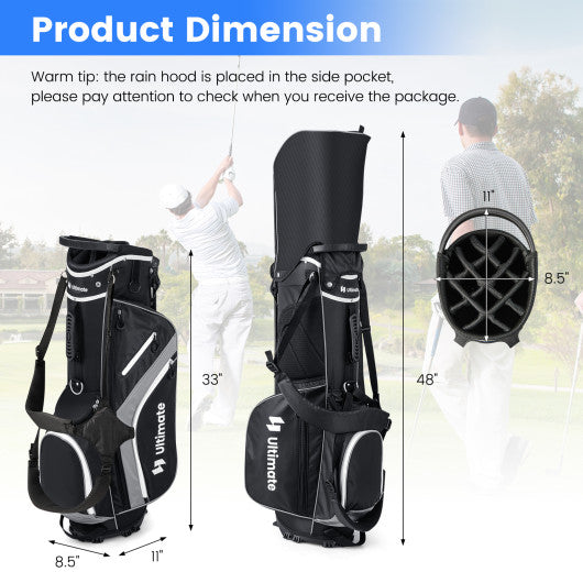 Lightweight Golf Stand Bag with 14 Way Top Dividers and 6 Pockets-Gray