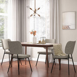 Set of 2 Modern Armless Dining Chairs with Linen Fabric-Gray