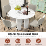 Set of 2 Modern Armless Dining Chairs with Linen Fabric-Gray