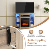 Fireplace Corner TV Stand with LED Lights and Smart APP Control for 50 Inches TV-Gray