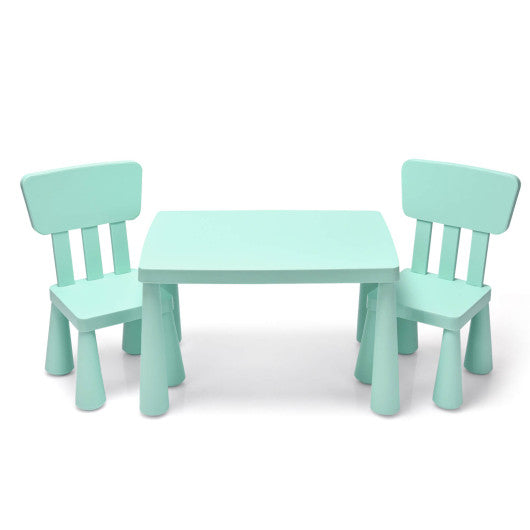 3 Pieces Toddler Multi Activity Play Dining Study Kids Table and Chair Set-Green