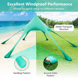 20 x 20 Feet Beach Canopy Tent with UPF50+ Sun Protection and Shovel-Green