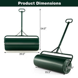 Metal Lawn Roller with Detachable Gripping Handle-Green