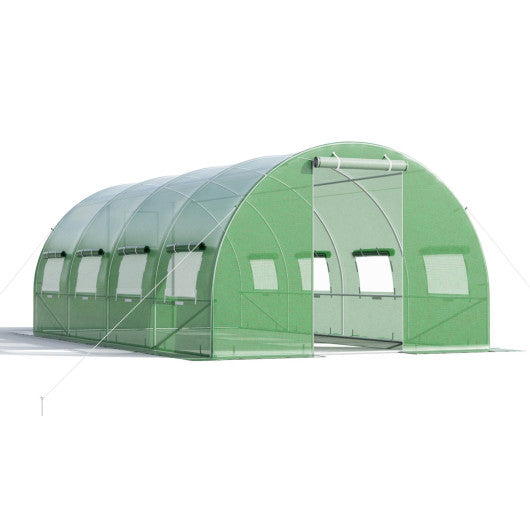 20 x 10 x 6.6 Feet Greenhouse with  Windows and Doors for Outdoor-Green