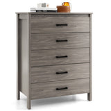 Modern 5-Drawer Multipurpose Chest Dresser with Metal Handles-Grey