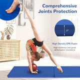 6 x 2 Feet Gymnastic Mat with Carrying Handles for Yoga-Blue