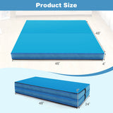 4ft x 4ft x 4in Bi-Folding Gymnastic Tumbling Mat with Handles and Cover-Blue