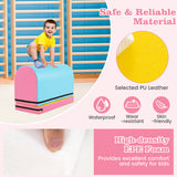 Gymnastics Vaulting Box with Detachable Mat Carrying Handle for Kids-Blue