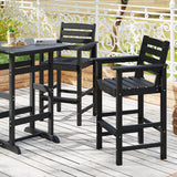 Patio HDPE Adirondack Bar Chairs Set of 2 with Wide Armrests-Black