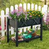 HIPS Raised Garden Bed Poly Wood Elevated Planter Box-Black