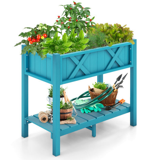 HIPS Raised Garden Bed Poly Wood Elevated Planter Box-Blue