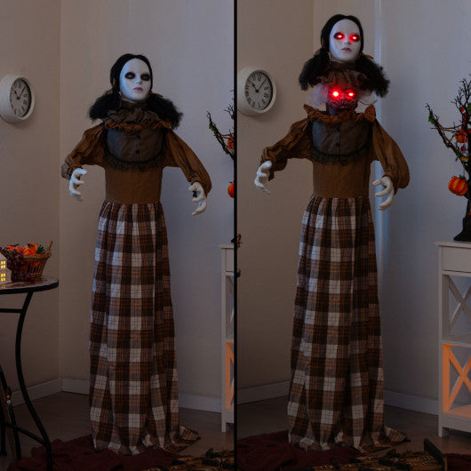 Halloween Animatronic Haunted Woman with Pop Up Head and Control Button