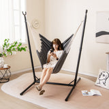 Hammock Chair with Stand 6-Position Adjustable Height and Side Pocket-Gray