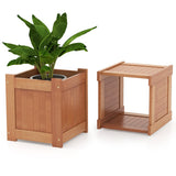 Wood Planter Box with Bench for Garden Yard Balcony