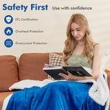 Heated Electric Blanket Throw with 10 Heat Levels-Blue