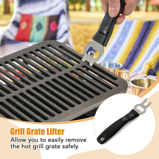 100% Cast Iron Hibachi Grill with Grill Grate Lifter