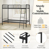 Heavy Duty Metal Bunk Bed with Ladder and Safety Guardrails-Black