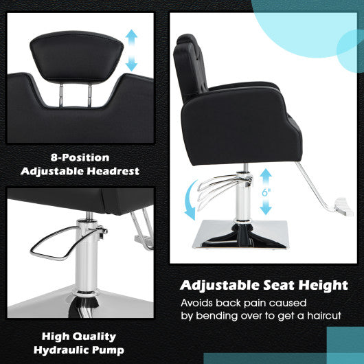Heavy Duty Salon Chair with 360 Degrees Swivel-Black