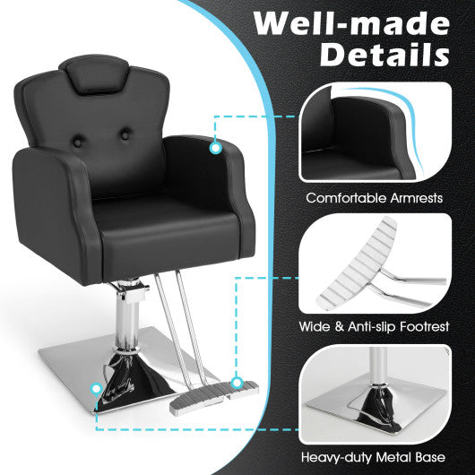 Heavy Duty Salon Chair with 360 Degrees Swivel-Black
